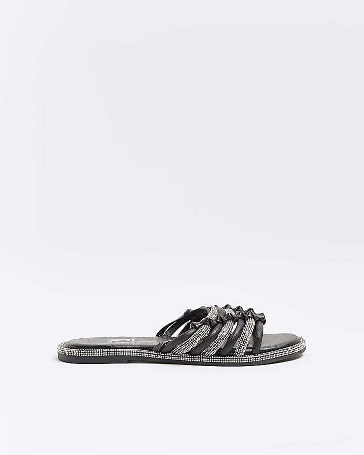 Black embellished sandals