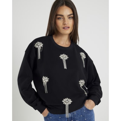 Black Embellished Sweatshirt