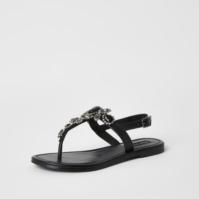 black thong sandals