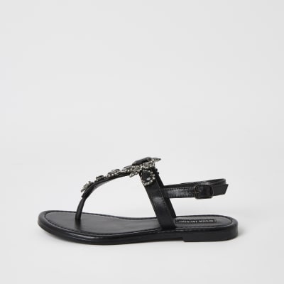black and white thong sandals