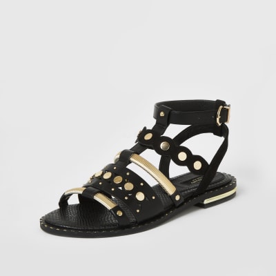 river island black gladiator sandals