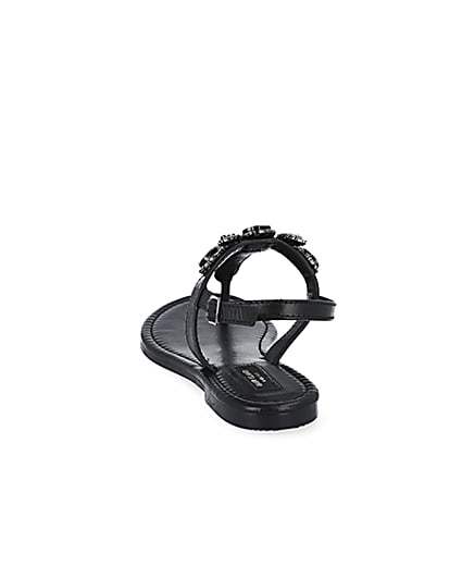360 degree animation of product Black embellished wide fit toe thong sandals frame-8