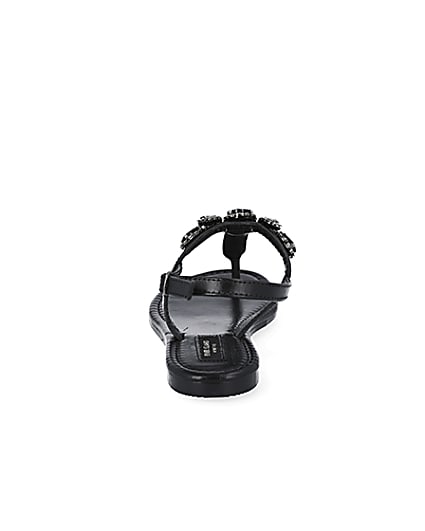 360 degree animation of product Black embellished wide fit toe thong sandals frame-9