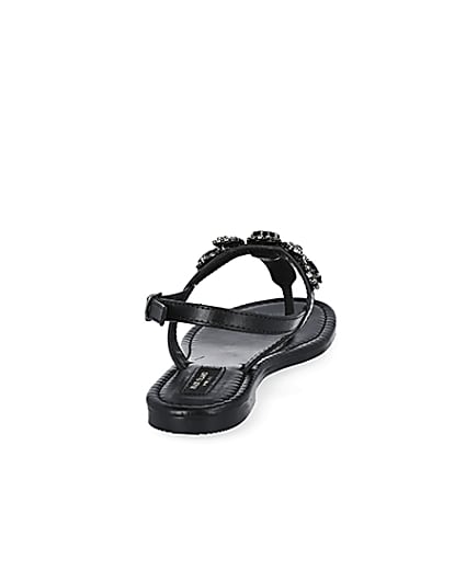 360 degree animation of product Black embellished wide fit toe thong sandals frame-10