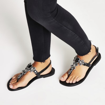 black toe thong sandals