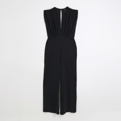 Black embellished wide leg jumpsuit | River Island