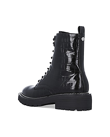 360 degree animation of product Black embossed biker boots frame-6