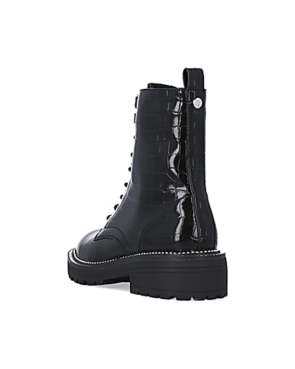 360 degree animation of product Black embossed biker boots frame-7