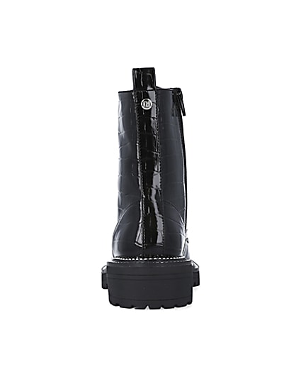 360 degree animation of product Black embossed biker boots frame-9