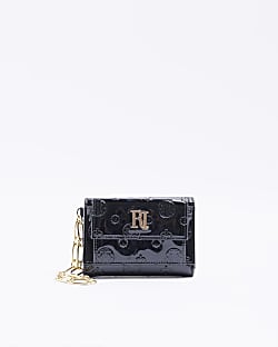 Black embossed chain pouch