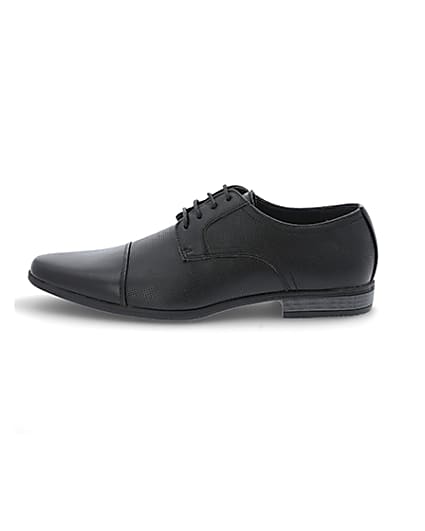 360 degree animation of product Black embossed lace-up derby shoes frame-3