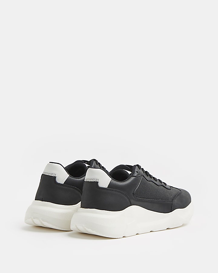 Black embossed lace up runner trainers