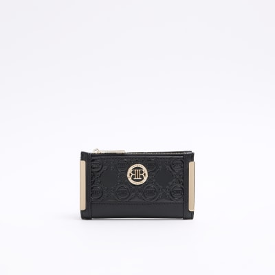 Black embossed monogram mini purse