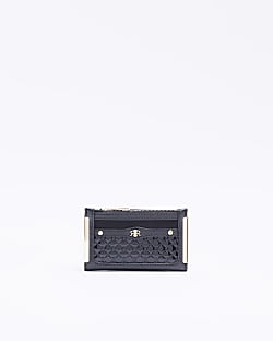 Black embossed RI monogram purse