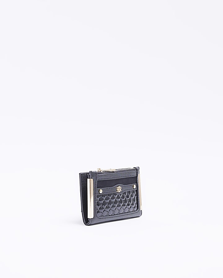 Black embossed RI monogram purse