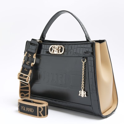 Black embossed RI tote bag River Island