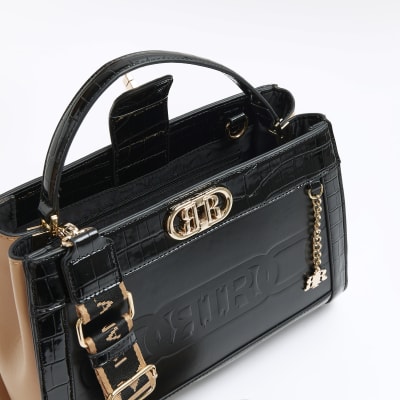 Black embossed RI tote bag River Island
