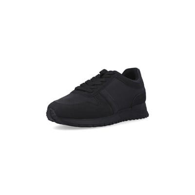 360 degree animation of product Black embossed trainers frame-0