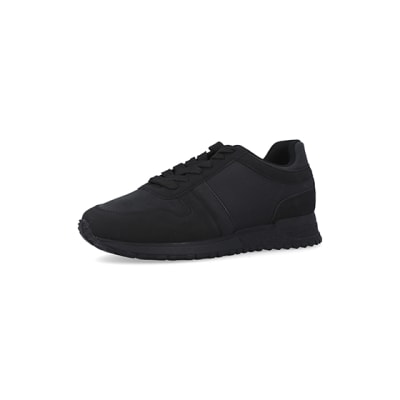 360 degree animation of product Black embossed trainers frame-1