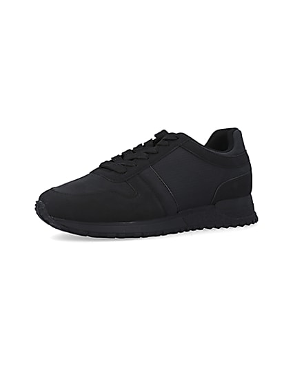 360 degree animation of product Black embossed trainers frame-1