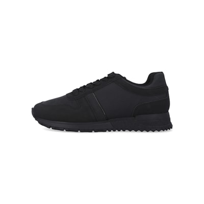 360 degree animation of product Black embossed trainers frame-3