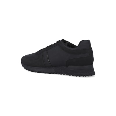 360 degree animation of product Black embossed trainers frame-5