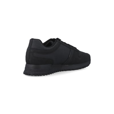 360 degree animation of product Black embossed trainers frame-12