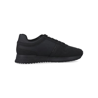 360 degree animation of product Black embossed trainers frame-14