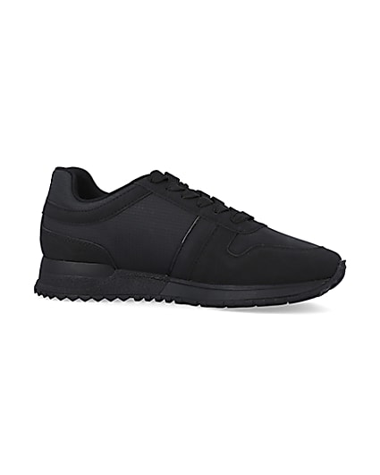 360 degree animation of product Black embossed trainers frame-16