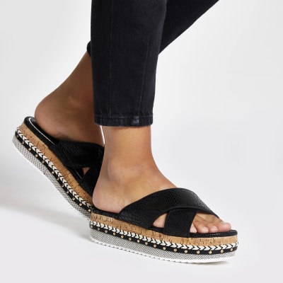 wide fit black flatforms