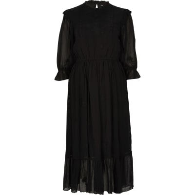 long sleeve embroidered midi dress
