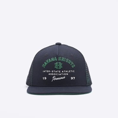 Black embroidered mesh trucker cap