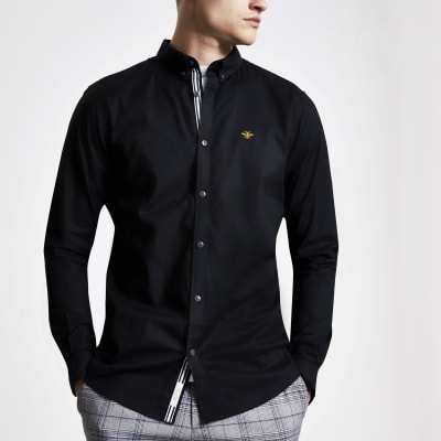 black short sleeve oxford