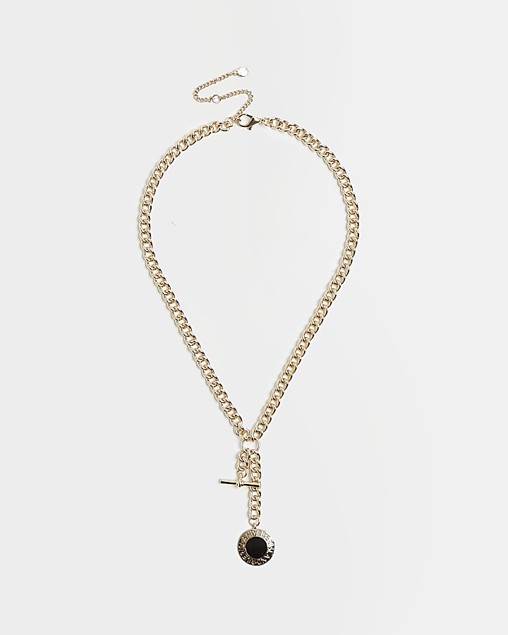 Black enameled chain link necklace