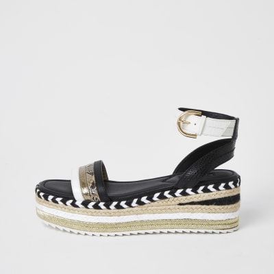 black espadrille flatform sandals