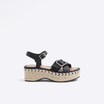 Black Espadrille Wedge sandals River Island