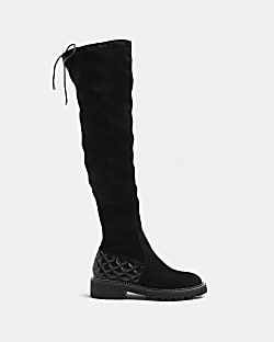 Black extra wide fit knee high boots