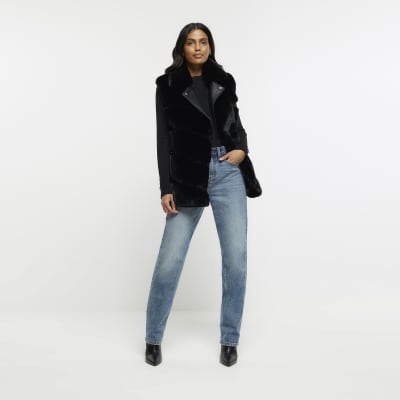 Black fur 2025 gilet river island