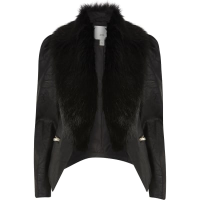 faux fur long sleeve jacket