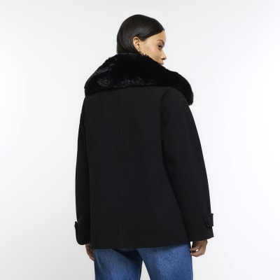 Fur collar 2025 swing coat