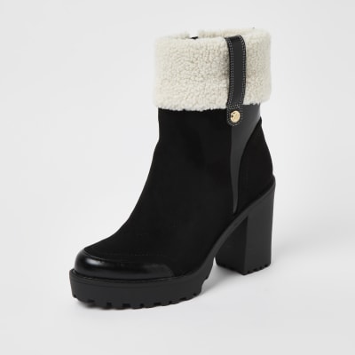 faux fur platform boots