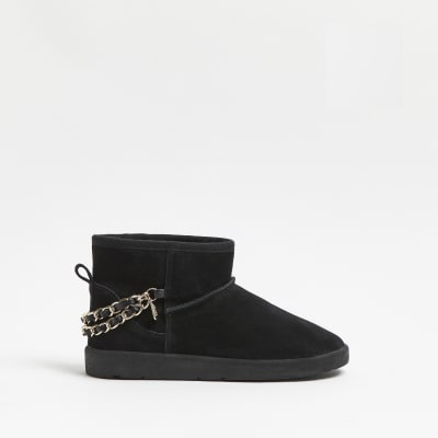 river island black suede faux fur lined boots
