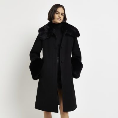 River island hot sale coat black