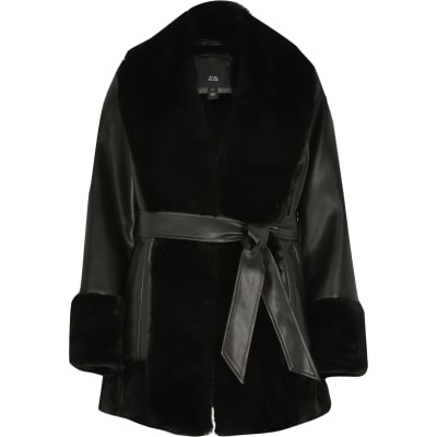 pu belted jacket