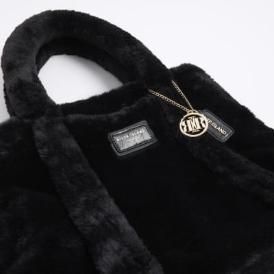 River island black fluffy on sale bag