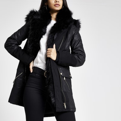 black fur trim parka