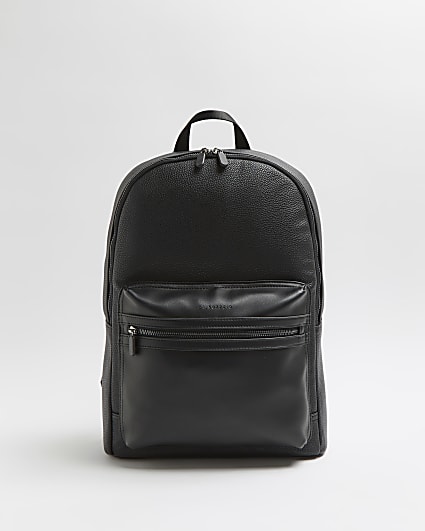 Black faux leather backpack
