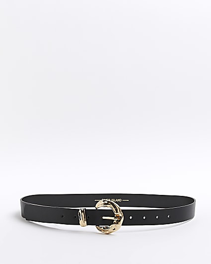 Black faux leather belt