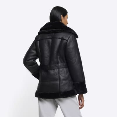 Black aviator 2024 jacket river island