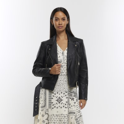 River island faux store leather biker jacket